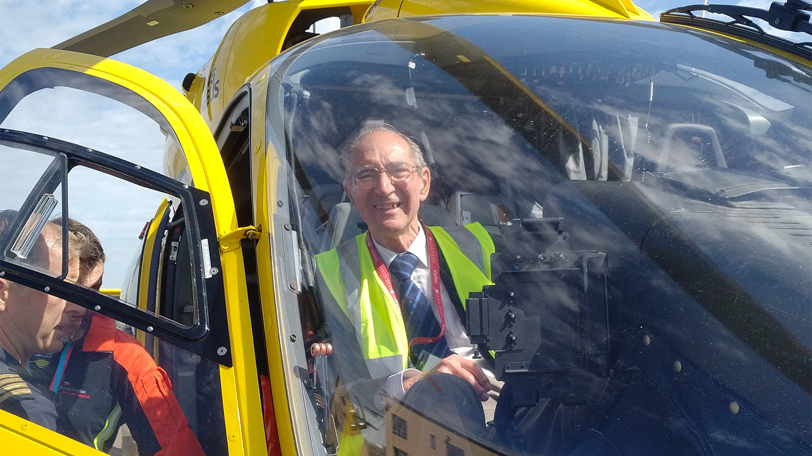 David Durrant inside the EAAA helicopter during a base visit.