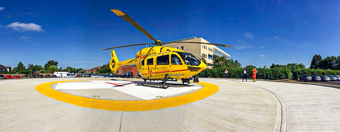 helicopter at hospital helipad