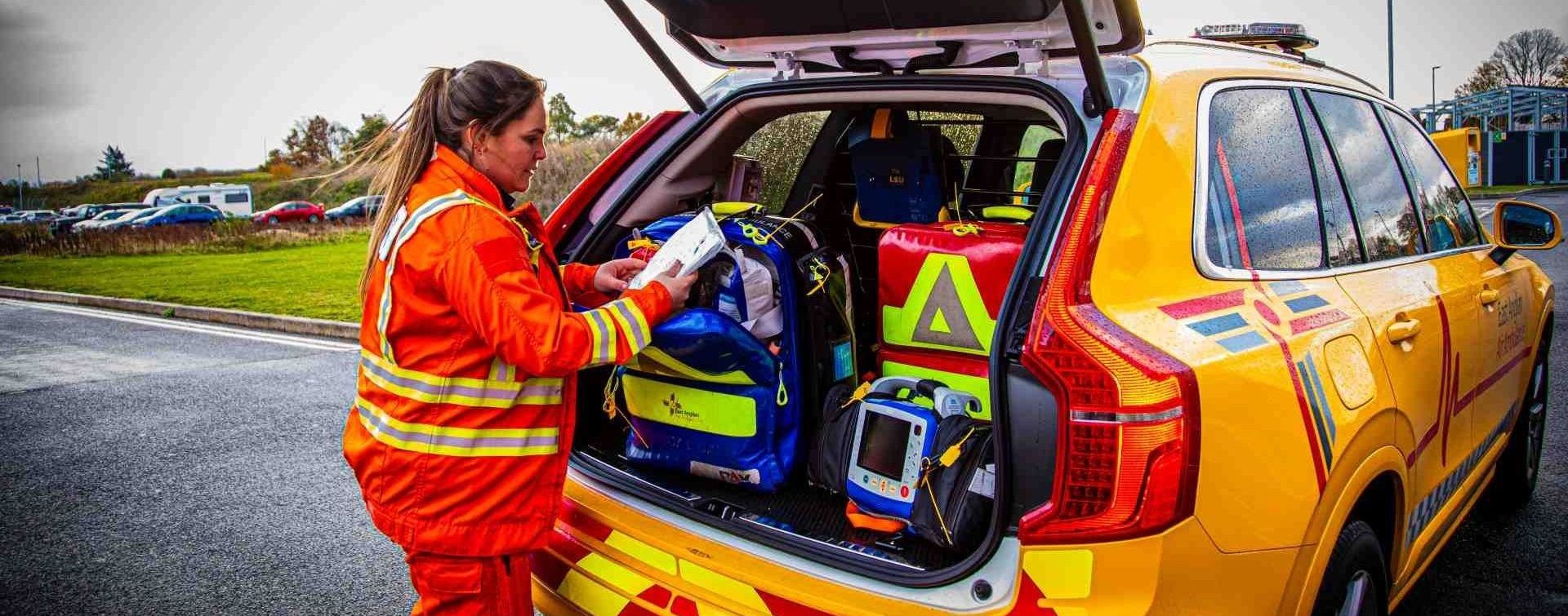 Critical Care Paramedic Page Chamberlain loading Rapid Response Vehicle