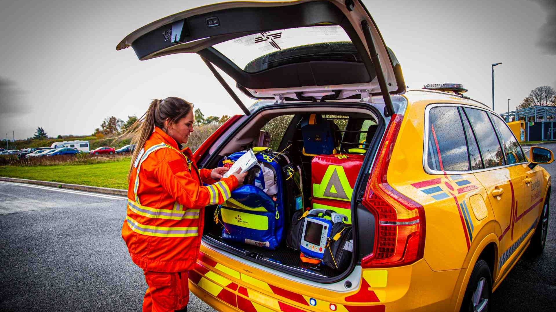 Critical Care Paramedic Page Chamberlain loading Rapid Response Vehicle