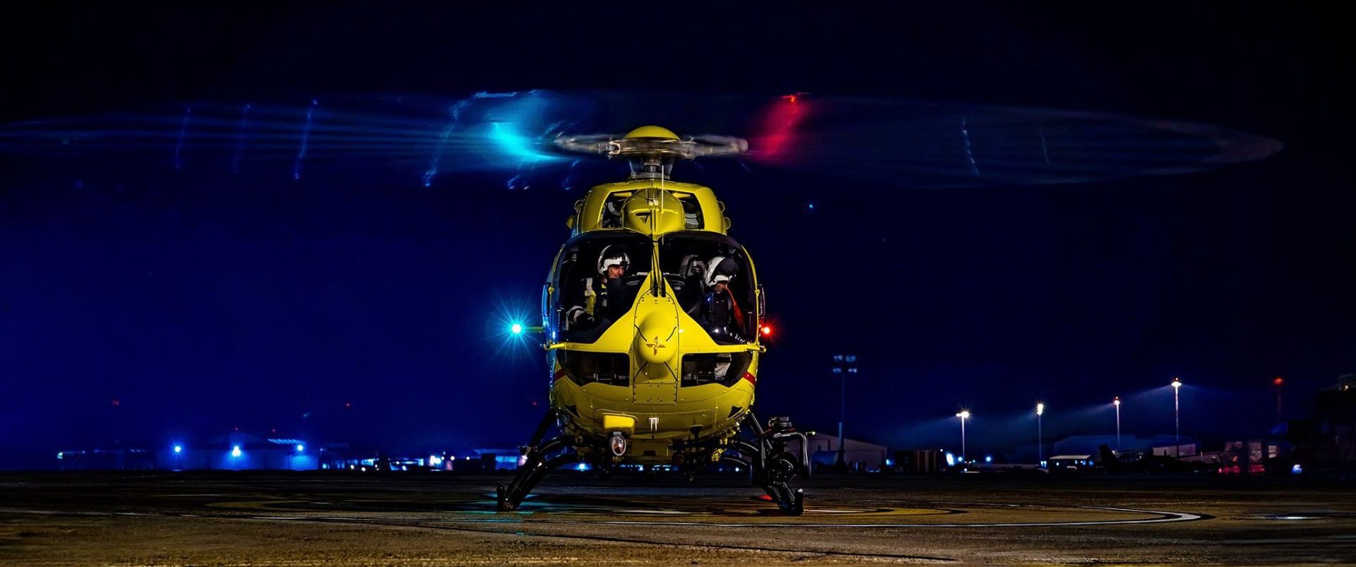 East Anglian Air Anbulance Landing at Night