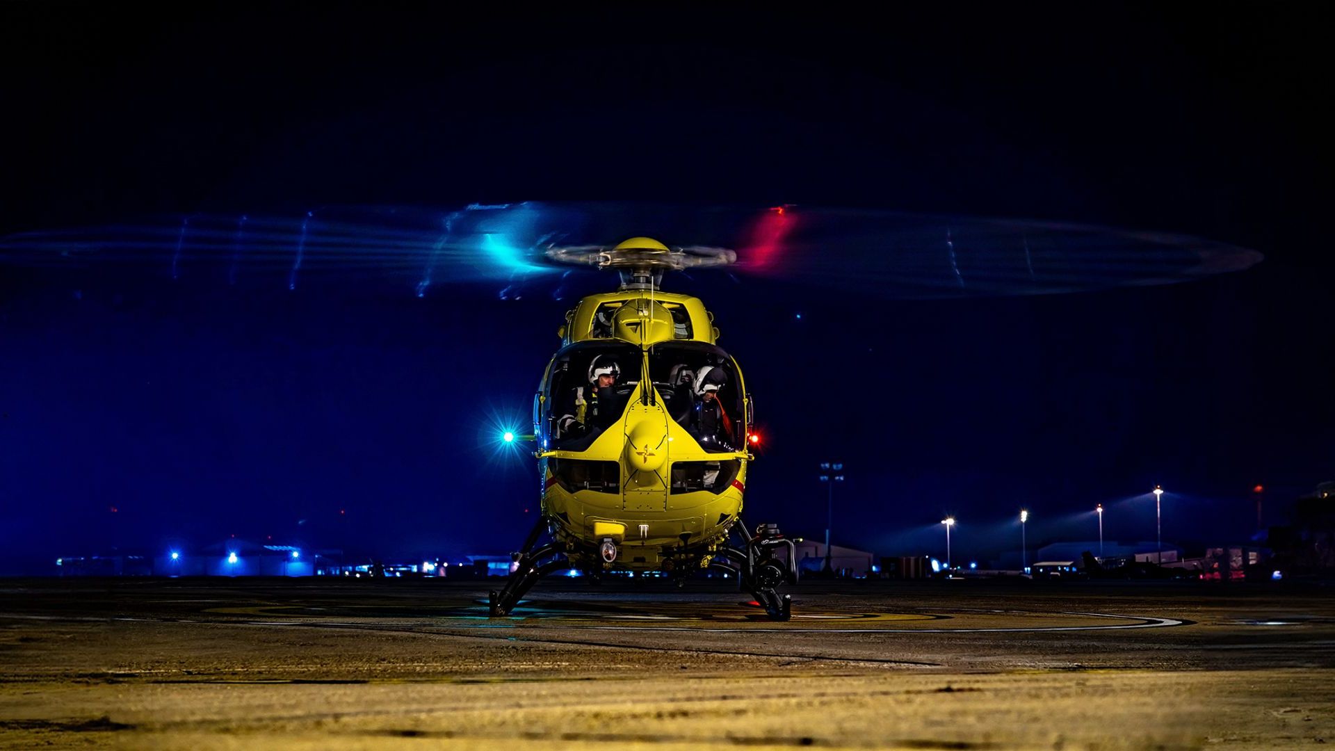 East Anglian Air Anbulance Landing at Night