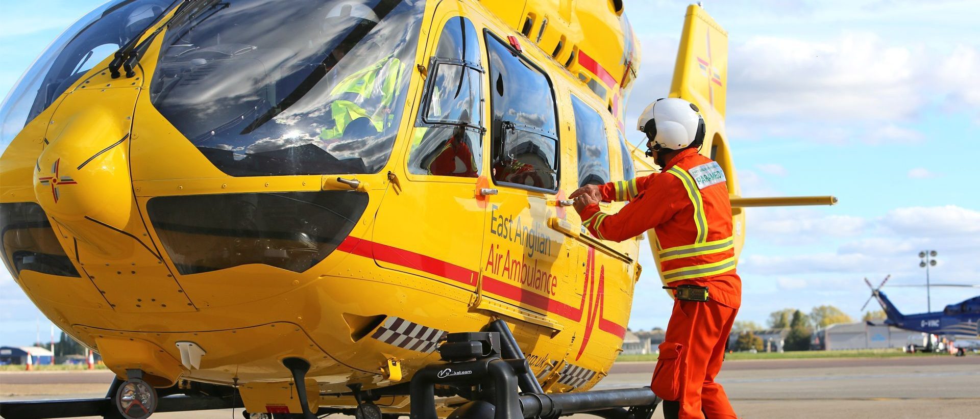 Critical Care Paramedic opens Air Ambulance Helcopter door