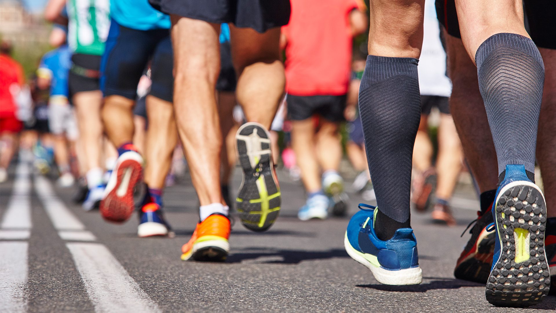 Close up of runners feet