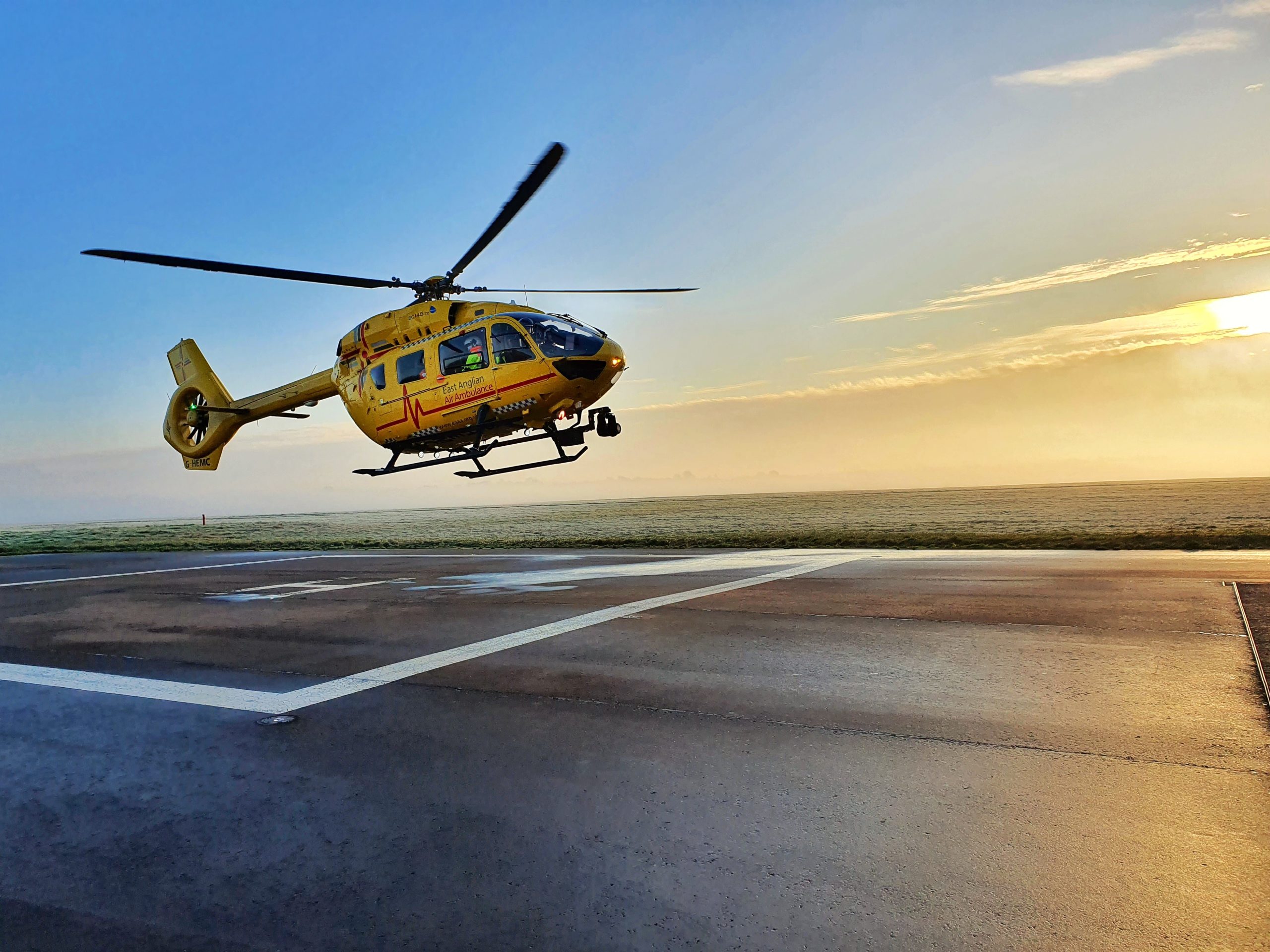 helicopter landing at cambridge airport