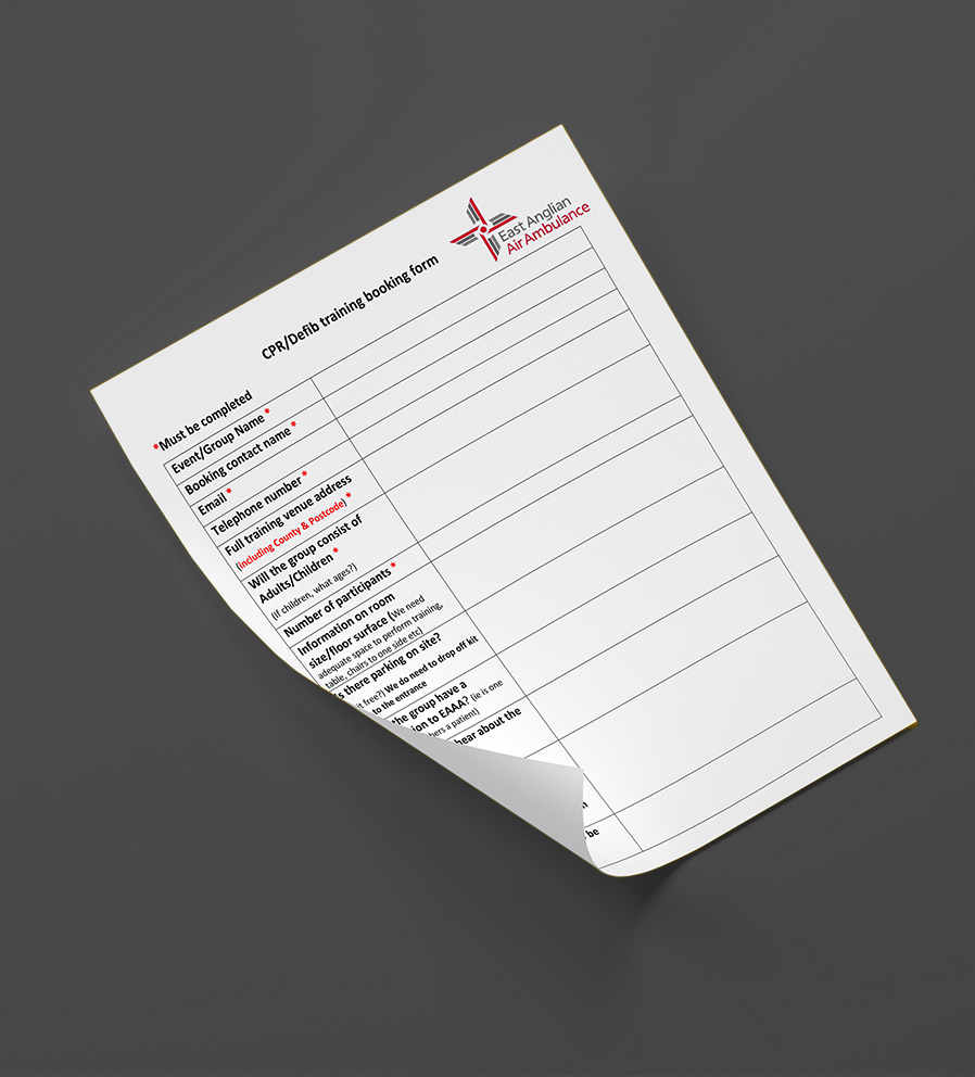 Blank CPR Booking Form - Mockup grey