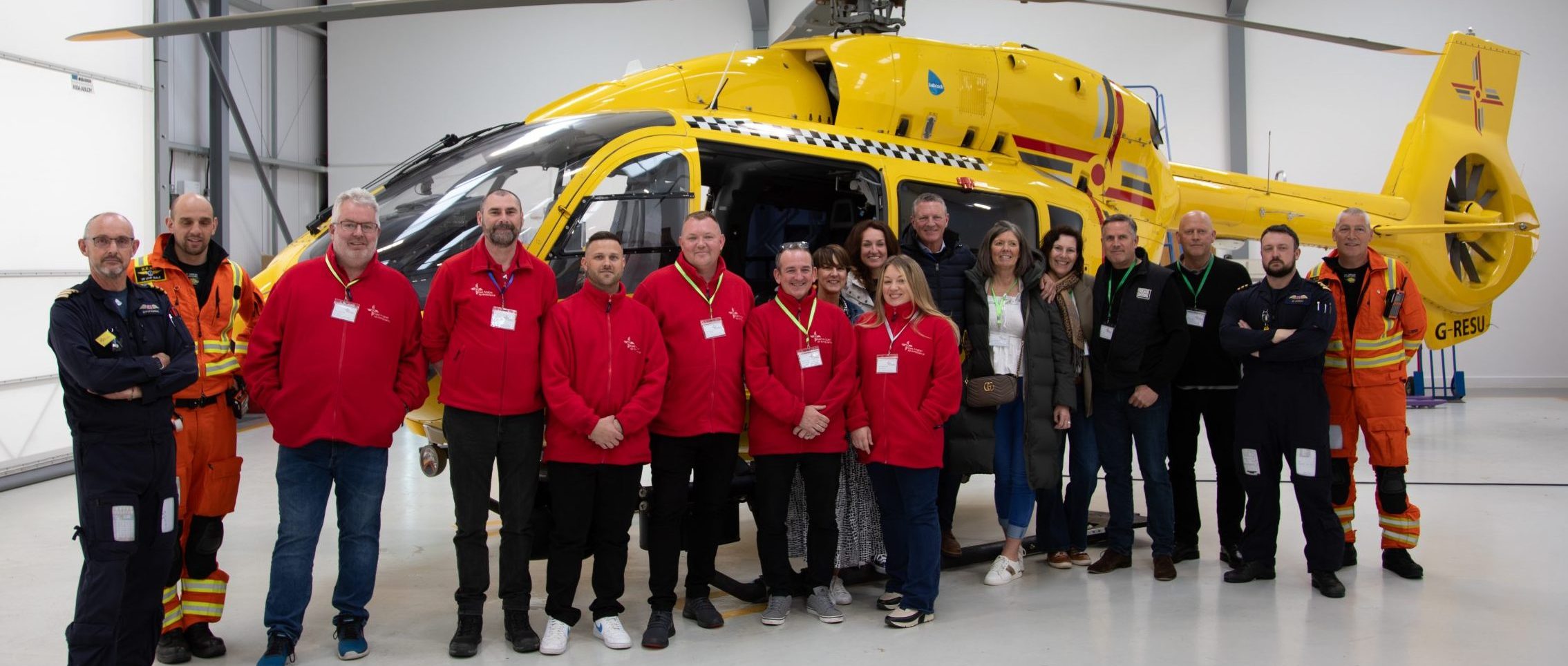 Canvassers in front of heli