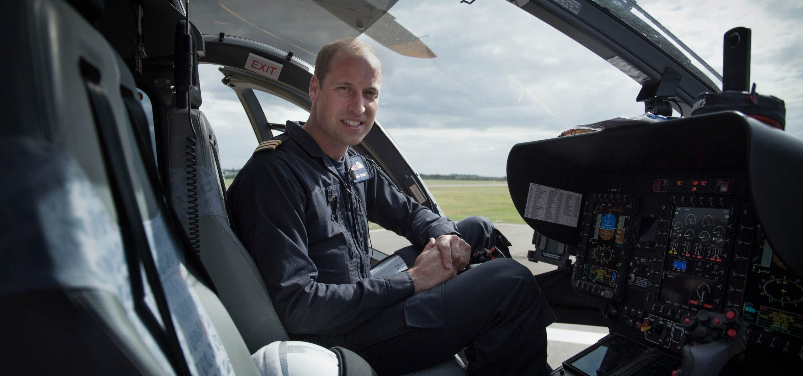 HRH Prince William flying with East Anglian Air Ambulance