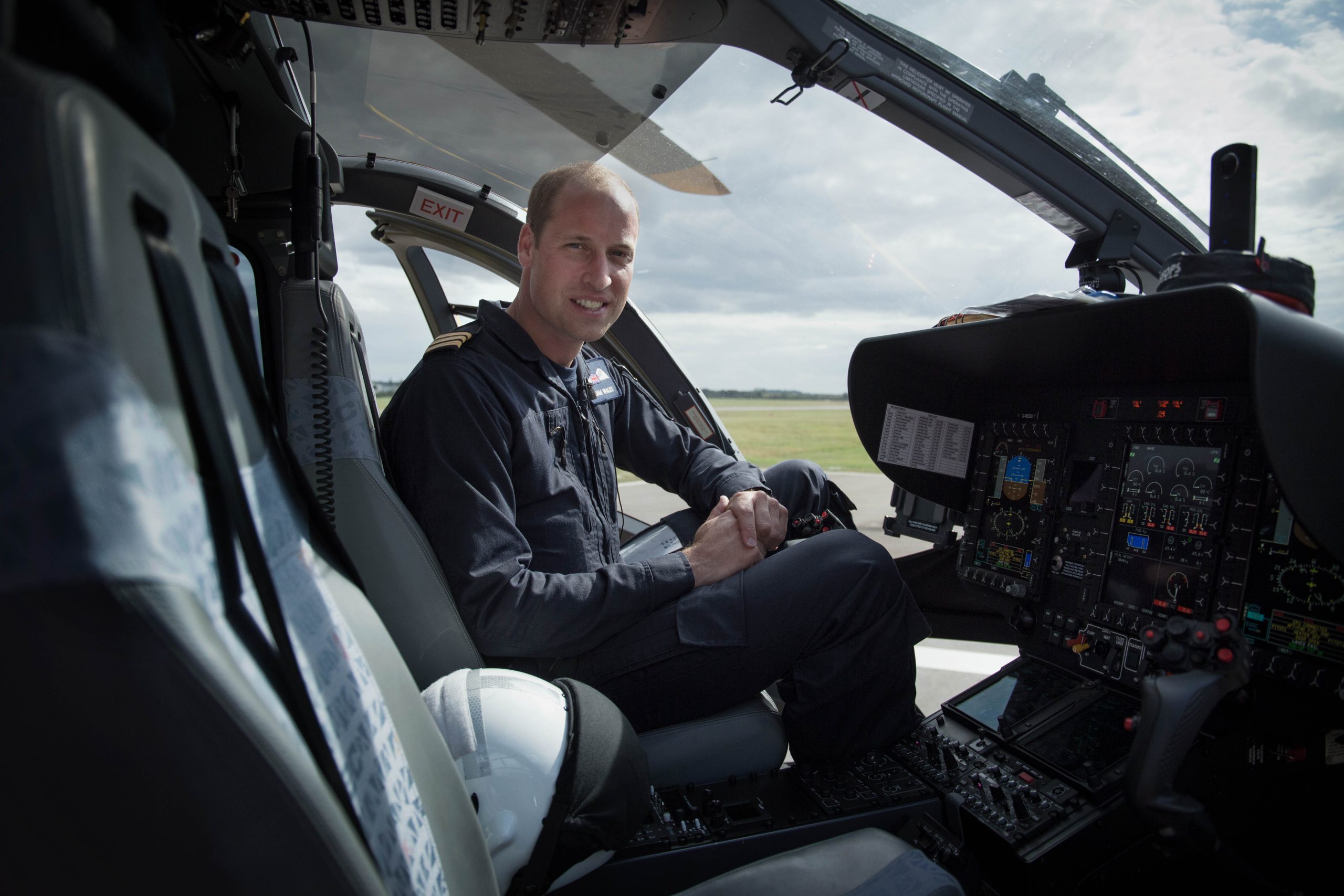 HRH Prince William flying with East Anglian Air Ambulance