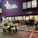 Norfolk Blood Bike volunteer making their 20,000th delivery.